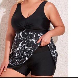 Tankini Bathing Suit Black and White Swimsuit Women Size XXL